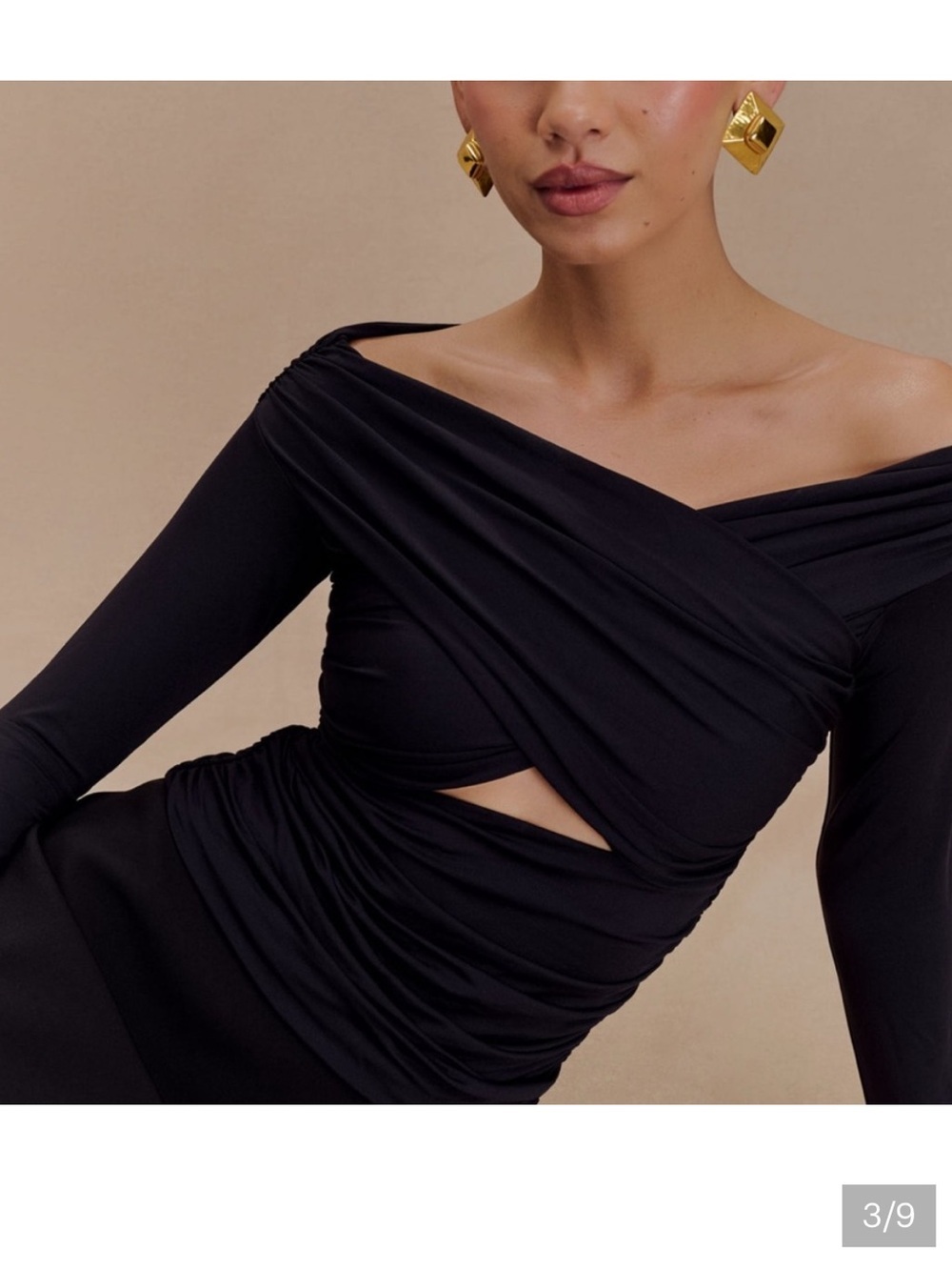 NWT Meshki Jaden Off Shoulder Recycled Nylon Top Black Small - Picture 2 of 6